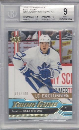 2016 Ud Young Guns Exclusives 201 Auston Matthews Rc Bgs 9.