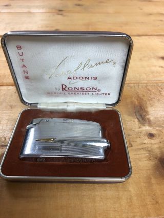 Butane Vintage Ronson Vera - Flame Art Deco Cigarette Lighter & Case