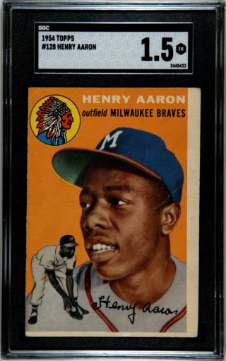 1954 Topps Henry Aaron Rookie Card 128