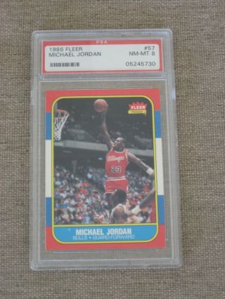 1986 Fleer Michael Jordan Rookie Card 57 Psa 8 (05245730) Nm - Mt Great Card