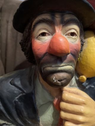 Vintage Emmett Kelly Clown Plaster Statue Bust 1993 Sad Hobo Clown w/ Balloons 3