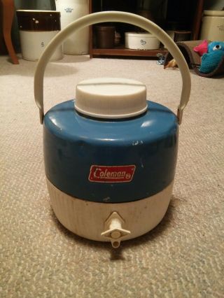 000 Vtg Coleman Water Jug Cooler With Handle Metal Plastic Usa Made Spout