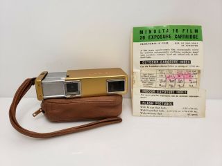 Vintage Minolta 16 Subminiature Spy Camera & Case Gold