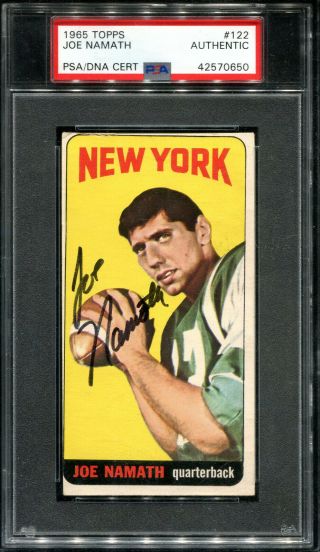 1965 Topps 122 Joe Namath Psa/dna Signed Rookie Card Auto Autograph Hof