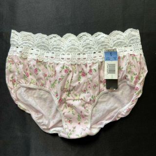 Vtg Olga Panties Floral Cotton Hipster With Lace Style 20152 Sz 6 Pink