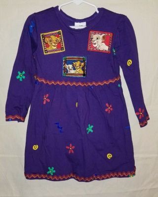 Vintage The Lion King Girls Purple Dress Size 4 Disney Simba Nala Made In U.  S.  A.