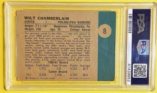 1961 Fleer Basketball 8 Wilt Chamberlain ROOKIE HOF PSA 2.  5 ICONIC CARD LEGEND 2