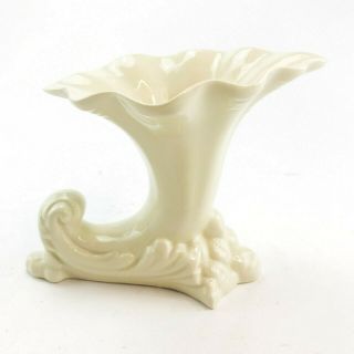 Vintage Cameron Clay Mid - Century Horn Of Plenty Cornucopia Pottery Vase Cream 6 "