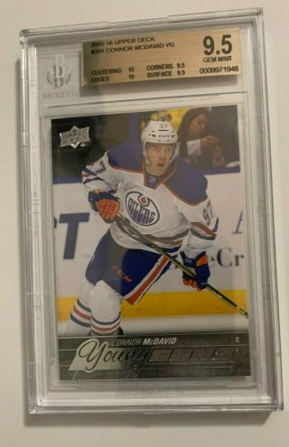 2015 - 16 Ud Connor Mcdavid Young Guns Rookie Bgs 9.  5 -.  5 From Pristine