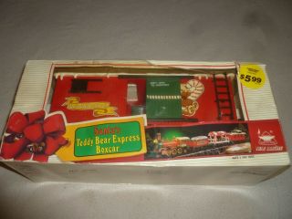 Boxed Santas Teddy Bear Express Boxcar Train Bright Industrial Vintage 1993
