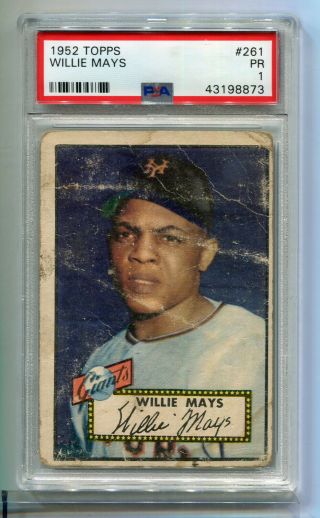 1952 Topps 261 Willie Mays Psa 1 Poor