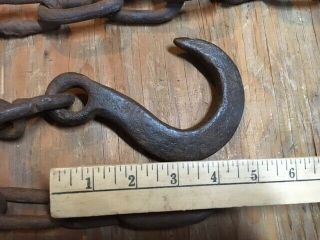 Antique Wrought Iron Hook,  Length of Log Chain 8 1/2 ' app.  rustic decor vintage 2