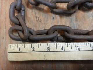 Antique Wrought Iron Hook,  Length of Log Chain 8 1/2 ' app.  rustic decor vintage 3