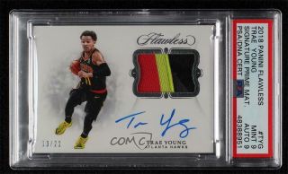 2018 - 19 Flawless Signature Prime Materials 13/22 Trae Young Psa 9 Rookie Auto