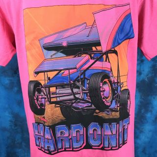 Nos Vtg 80s Hard On It Sprint Car Racing 2 - Sided T - Shirt L Narc World Of Outlaws