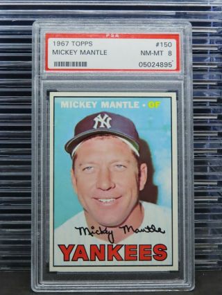 1967 Topps Mickey Mantle 150 Psa 8 Yankees N83