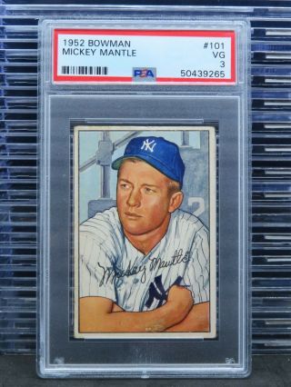 1952 Bowman Mickey Mantle 101 Psa 3 Yankees N83