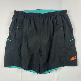 Vintage Nike Acg Black Shorts Men’s Size Xl Running Hiking Vtg Orange Swoosh