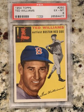 1954 Topps Ted Williams 250 Psa 6 Exmt Centered 6,