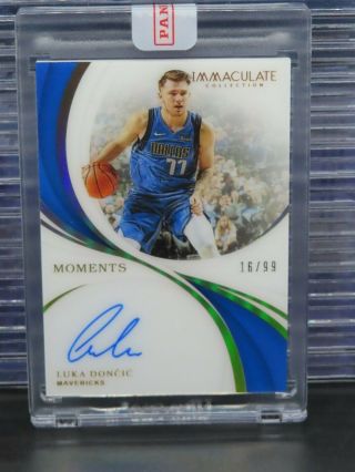 2018 - 19 Immaculate Luka Doncic Rookie Autograph Auto Moments Card Rc 16/99 N51
