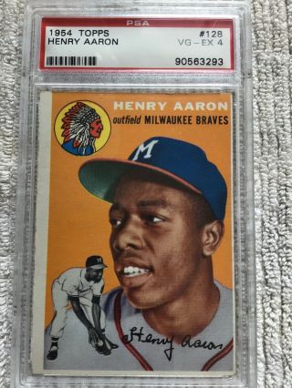 1954 Topps 128 Hank Henry Aaron Rc Psa 4 Rookie With Great Eye Appeal