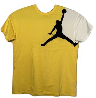 Vintage Nike Air Jordan Big Jumpman T - Shirt Yellow Black White Mens Size Xxl.