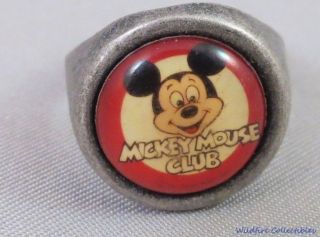 70s Mickey Mouse Club Silver Ring Walt Disney Gumball Disneyana Vintage Old Usa