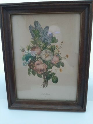 2 Vintage Framed J L Prevost Floral Chromolithograph Prints,  501b & 503b