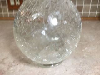 Vintage Mid Century Clear Ball Crackle Glass Light Globe Shade 4” Fitter
