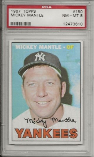 1967 Topps Mickey Mantle 150 Psa 8 Nm - Mt