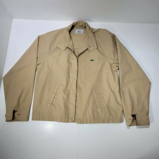 Vintage Izod Lacoste Men’s Size L Zip Up Jacket Beige Tan Lightweight Large