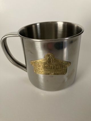 1 Vintage Stainless Steel And Brass Coleman Camping Mug With Handle
