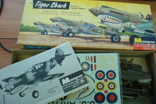 Vintage 1964 Monogram Pa96 Curtiss P - 40b Tiger Shark 1:48 Scale Pa96 - 98 Unbuilt