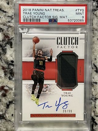Trae Young 2018/19 National Treasures Rc Clutch Factor Auto Jersey 99 Psa 9