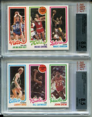 1980 Topps Basketball Larry Bird & Magic Johnson Rookie Cards Erving Bvg 8.  5