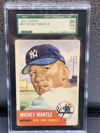 1953 Topps 82 Mickey Mantle Sgc 20 - Psa 1.  5 York Yankees Sp