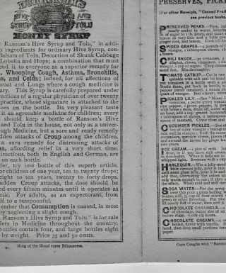 1883,  RANSOM FAMILY RECEIPT BOOK FAMILY MEDICINE,  TO EVERYONE 