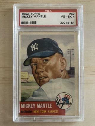 1953 Topps Mickey Mantle 82 Psa 4 Hof Yankees