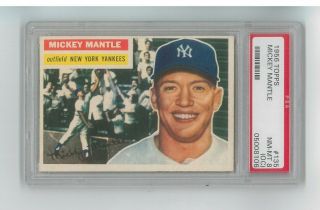 1956 Topps 135 Mickey Mantle Psa 8 Oc Nm - Displays Very Well See Scans