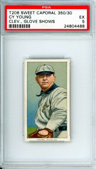 1909 - 11 T206 Cy Young Glove - Shows Psa Grade 5 Ex - Cond " @hi - End Sharp Invest "