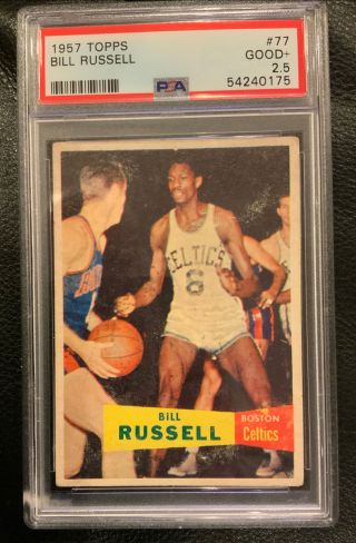 1957 Topps Basketball 77 Bill Russell Rc Rookie Hof Psa 2.  5 " Centered” Celtics