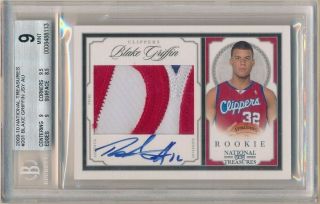 Blake Griffin 2009/10 National Treasures Rc Auto 3 Color Patch Sp /99 Bgs 9