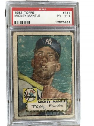1952 Topps 311 Mickey Mantle Rc Psa 1