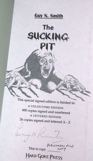Guy N Smith The Sucking Pit Signed Limited Edition 2