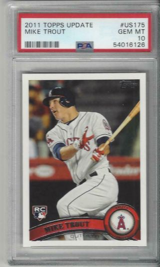 2011 Topps Update Baseball Card Us175 Mike Trout Rookie Graded Psa 10 Gem