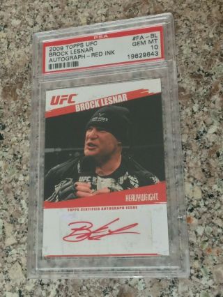 2009 Topps Ufc Round 2 Red Ink 1st Auto Brock Lesnar /25 Psa 10 Rookie Wwe Pop 2