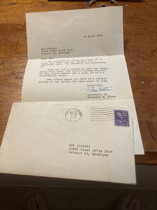 Hardy Boys Franklin W Dixon Fan Club Letter With Envelope
