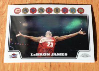 2008 - 09 Topps Chrome Basketball Refractor 23 Lebron James Iconic Chalk Toss