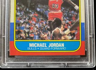 1986 Fleer 57 Michael Jordan RC Rookie HOF Chicago Bulls Centered PSA 7 NM 2079 2