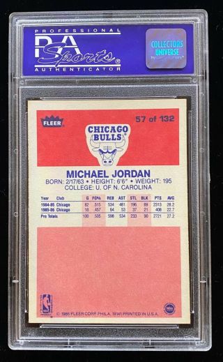 1986 Fleer 57 Michael Jordan RC Rookie HOF Chicago Bulls Centered PSA 7 NM 2079 4